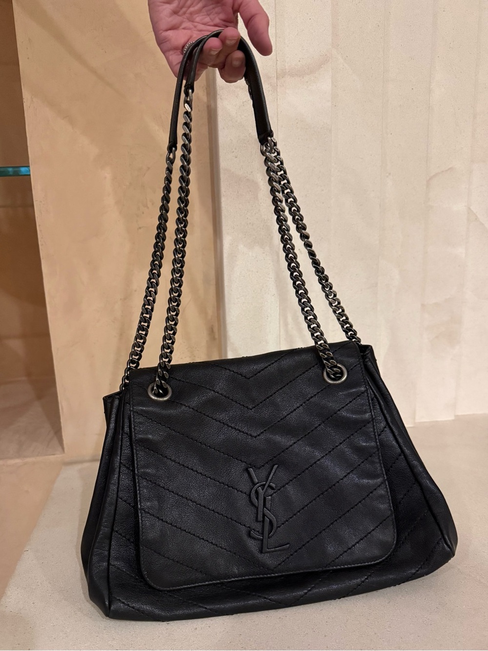 Saint Laurent Black Quilted Leather Chain-Handle Shoulder Bag
